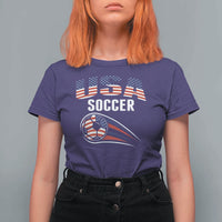 Patriotic USA Soccer Stars and Stripes Graphic T Shirt For Women American Football Fan Game Day Spirit