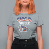 Patriotic USA Soccer Stars and Stripes Graphic T Shirt For Women American Football Fan Game Day Spirit