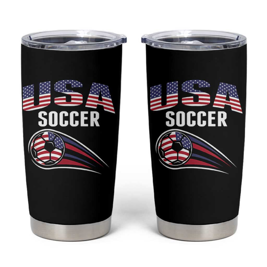Patriotic USA Soccer Stars and Stripes Graphic Tumbler Cup American Football Fan Game Day Spirit