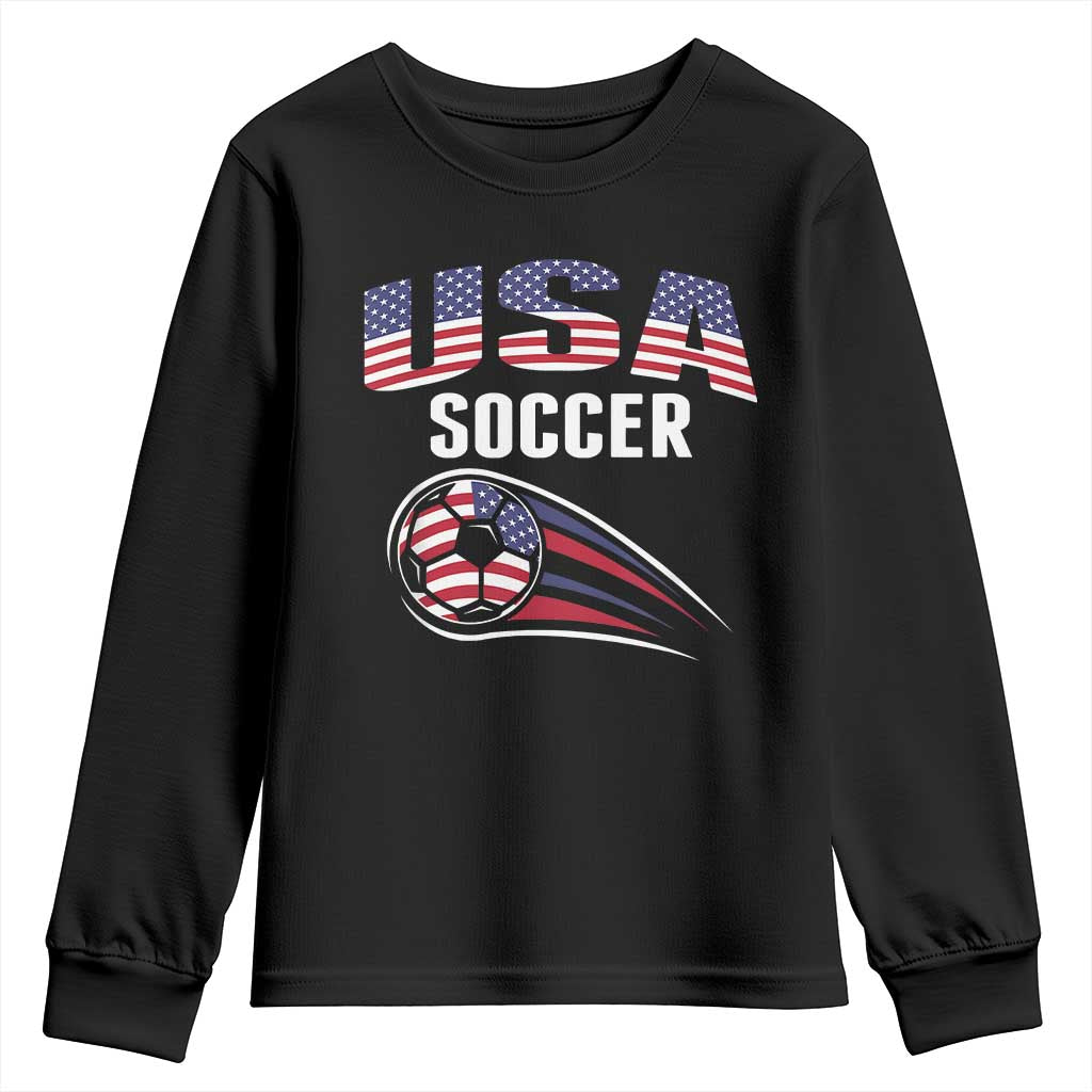 Patriotic USA Soccer Stars and Stripes Graphic Youth Sweatshirt American Football Fan Game Day Spirit