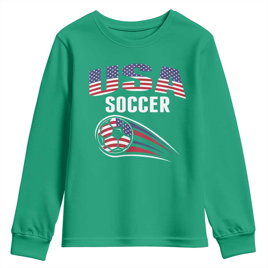 Patriotic USA Soccer Stars and Stripes Graphic Youth Sweatshirt American Football Fan Game Day Spirit