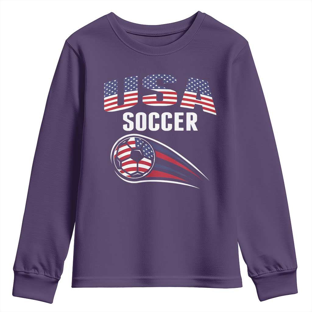 Patriotic USA Soccer Stars and Stripes Graphic Youth Sweatshirt American Football Fan Game Day Spirit