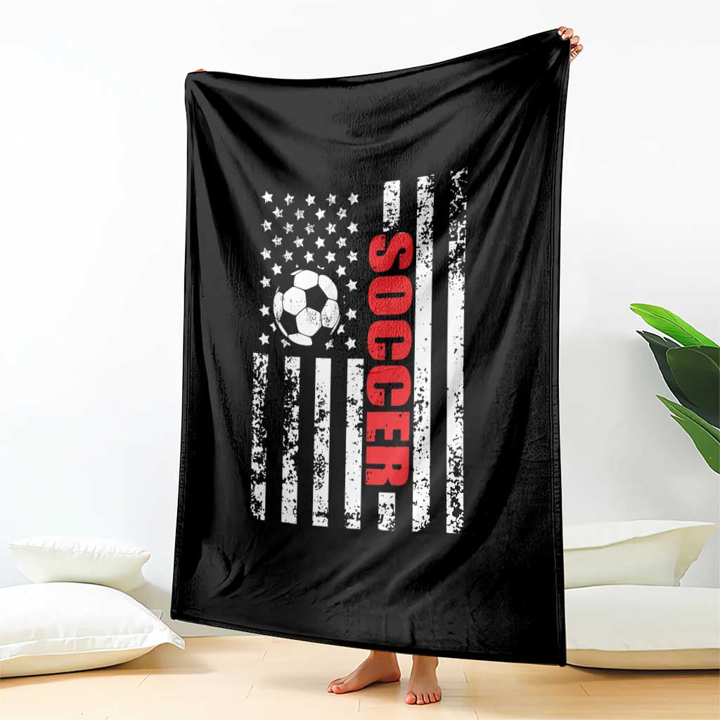 Distressed USA Flag Soccer Player Throw Blanket Patriotic American Football Lover