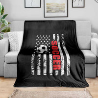 Distressed USA Flag Soccer Player Throw Blanket Patriotic American Football Lover