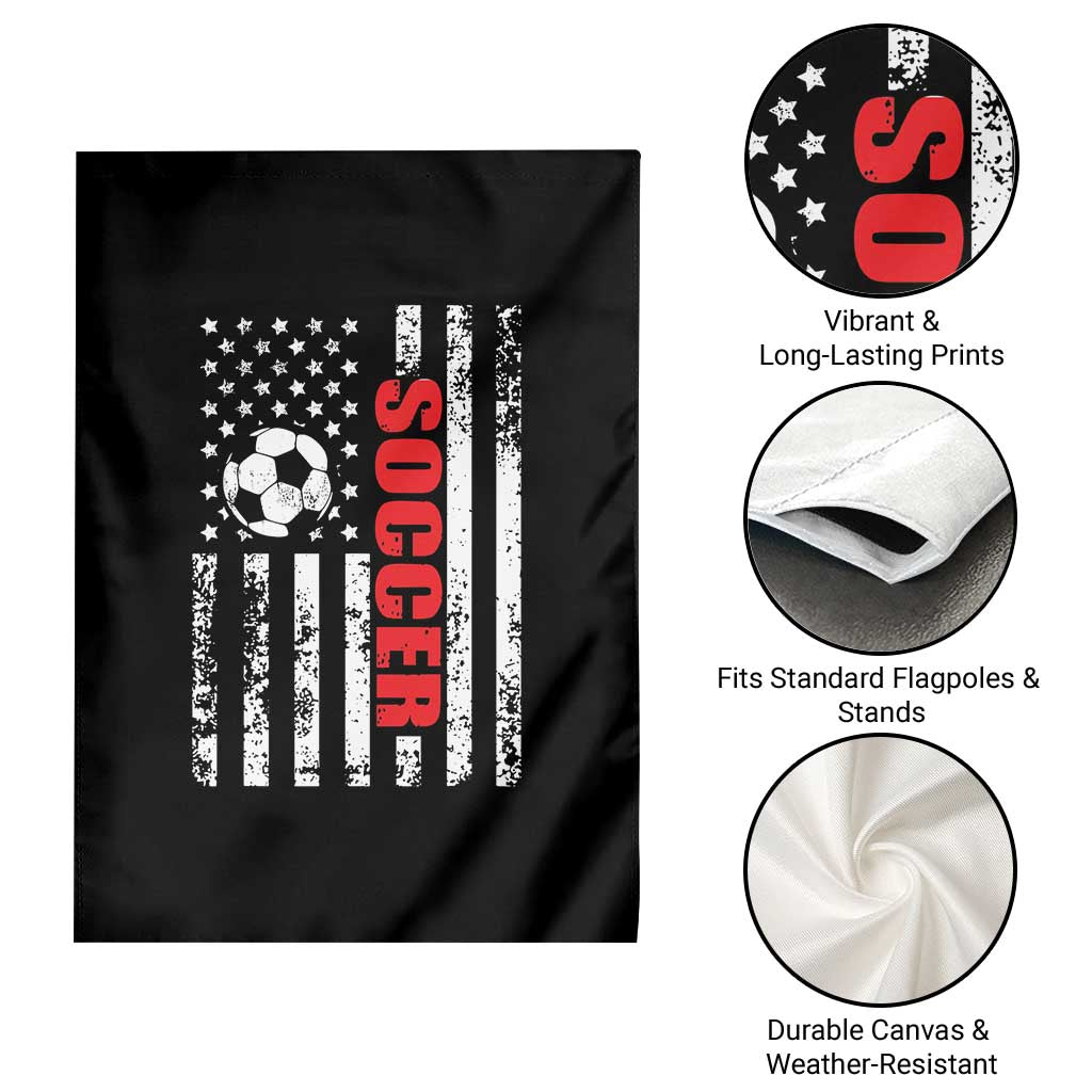 Distressed USA Flag Soccer Player Garden Flag Patriotic American Football Lover