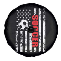 Distressed USA Flag Soccer Player Spare Tire Cover Patriotic American Football Lover