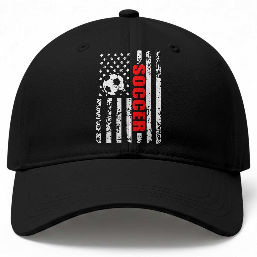 Distressed USA Flag Soccer Player Baseball Cap Patriotic American Football Lover