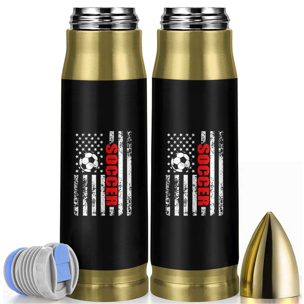 Distressed USA Flag Soccer Player Bullet Tumbler Patriotic American Football Lover