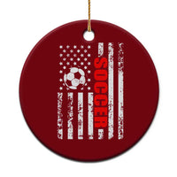 Distressed USA Flag Soccer Player Ceramic Ornament Patriotic American Football Lover