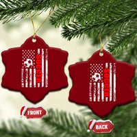 Distressed USA Flag Soccer Player Ceramic Ornament Patriotic American Football Lover