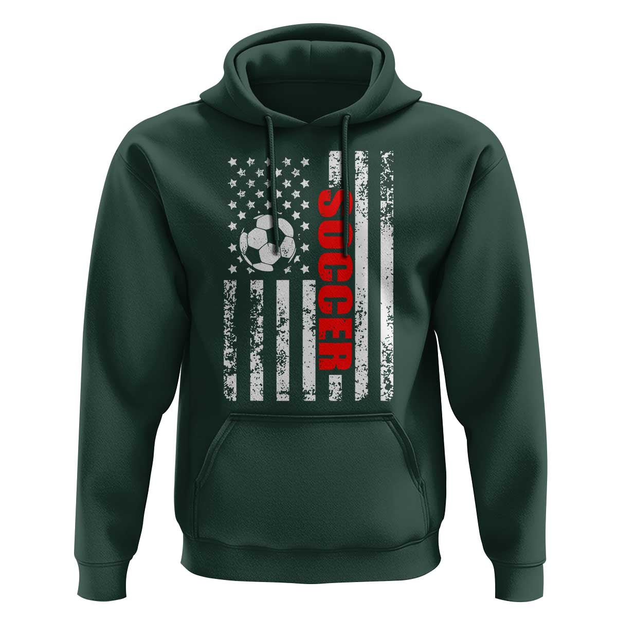 Distressed USA Flag Soccer Player Hoodie Patriotic American Football Lover