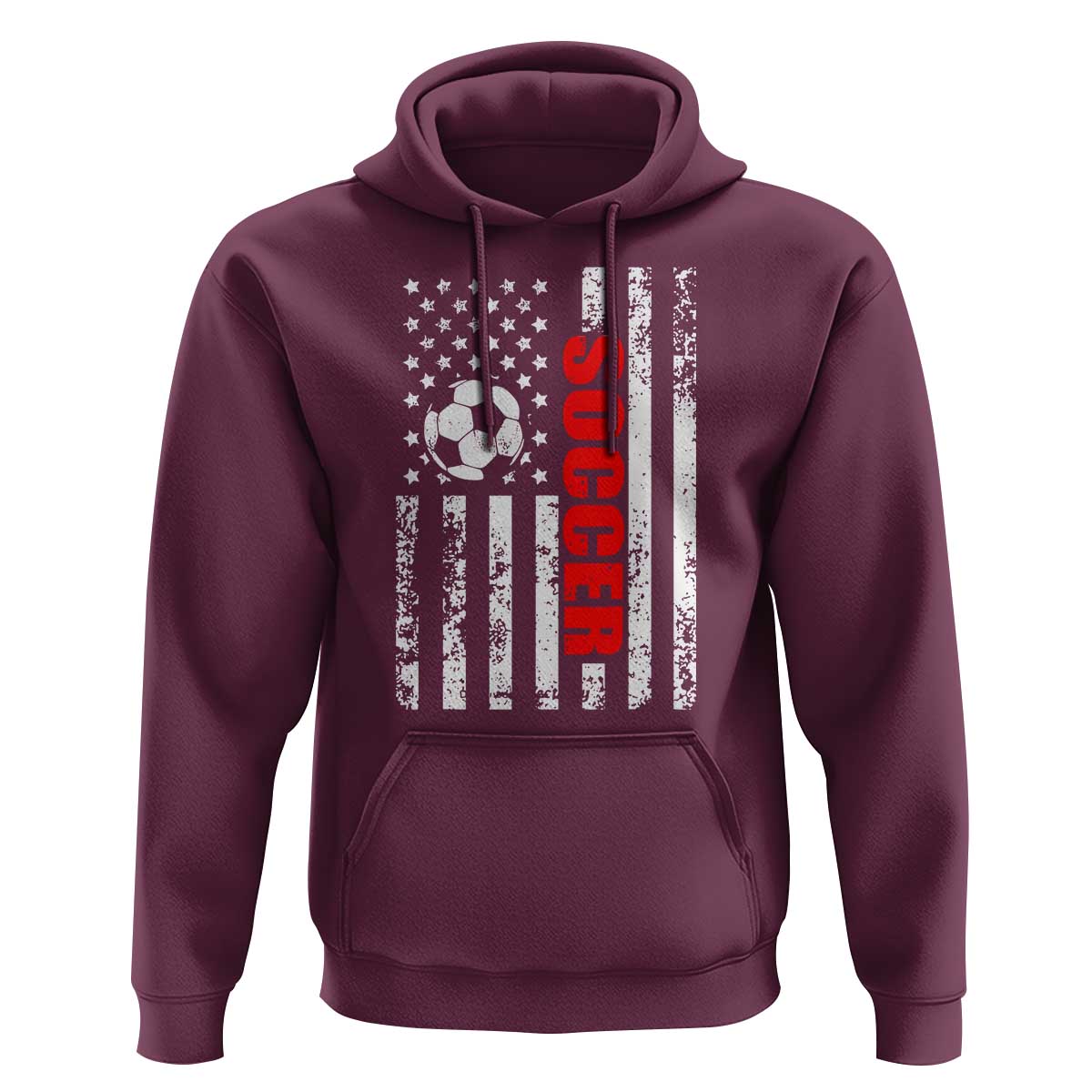 Distressed USA Flag Soccer Player Hoodie Patriotic American Football Lover