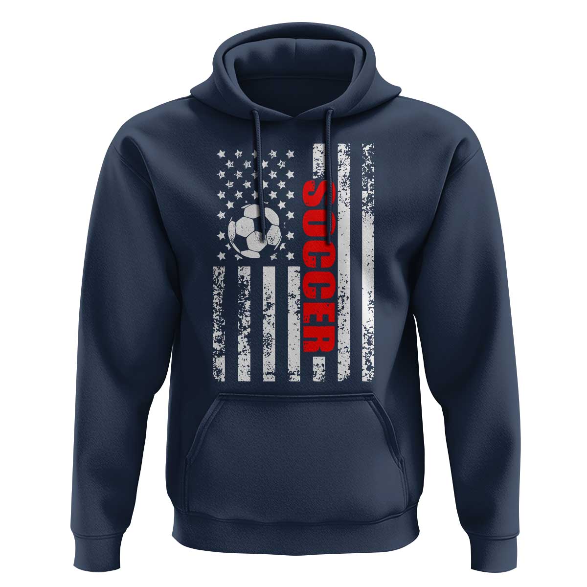 Distressed USA Flag Soccer Player Hoodie Patriotic American Football Lover