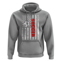 Distressed USA Flag Soccer Player Hoodie Patriotic American Football Lover