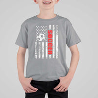 Distressed USA Flag Soccer Player T Shirt For Kid Patriotic American Football Lover