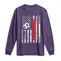 Distressed USA Flag Soccer Player Long Sleeve Shirt Patriotic American Football Lover