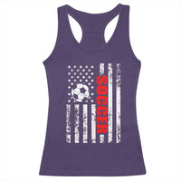 Distressed USA Flag Soccer Player Racerback Tank Top Patriotic American Football Lover