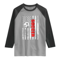 Distressed USA Flag Soccer Player Raglan Shirt Patriotic American Football Lover