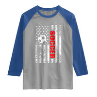 Distressed USA Flag Soccer Player Raglan Shirt Patriotic American Football Lover