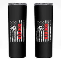 Distressed USA Flag Soccer Player Skinny Tumbler Patriotic American Football Lover