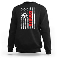 Distressed USA Flag Soccer Player Sweatshirt Patriotic American Football Lover