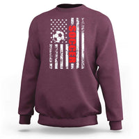 Distressed USA Flag Soccer Player Sweatshirt Patriotic American Football Lover