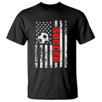 Distressed USA Flag Soccer Player T Shirt Patriotic American Football Lover