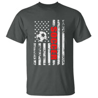 Distressed USA Flag Soccer Player T Shirt Patriotic American Football Lover