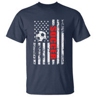 Distressed USA Flag Soccer Player T Shirt Patriotic American Football Lover