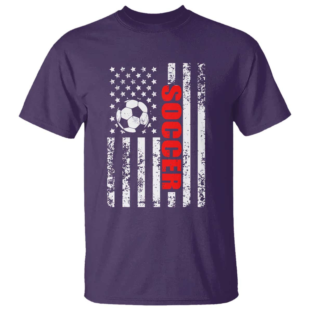 Distressed USA Flag Soccer Player T Shirt Patriotic American Football Lover