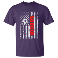 Distressed USA Flag Soccer Player T Shirt Patriotic American Football Lover