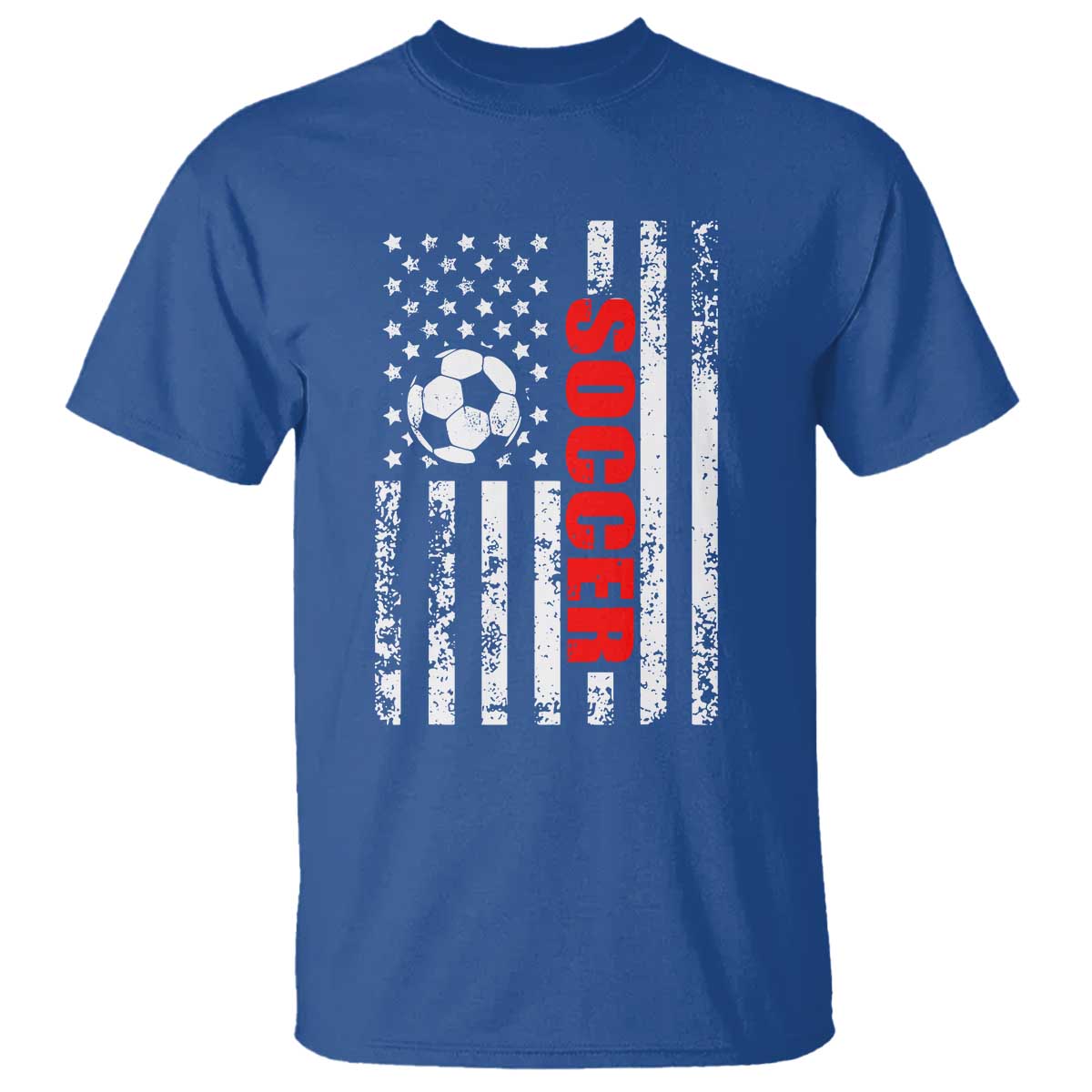Distressed USA Flag Soccer Player T Shirt Patriotic American Football Lover