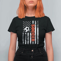 Distressed USA Flag Soccer Player T Shirt For Women Patriotic American Football Lover