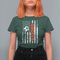 Distressed USA Flag Soccer Player T Shirt For Women Patriotic American Football Lover