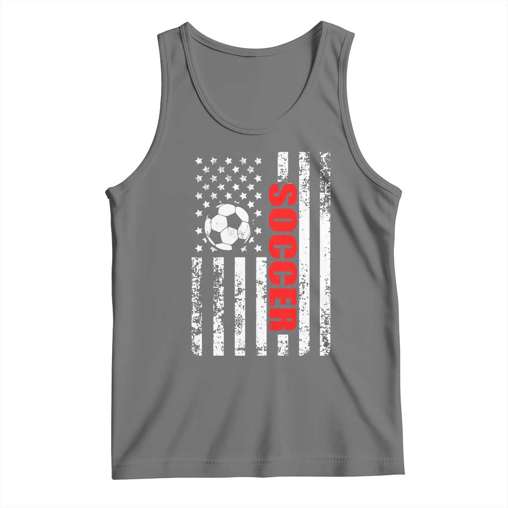 Distressed USA Flag Soccer Player Tank Top Patriotic American Football Lover