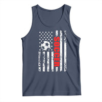 Distressed USA Flag Soccer Player Tank Top Patriotic American Football Lover