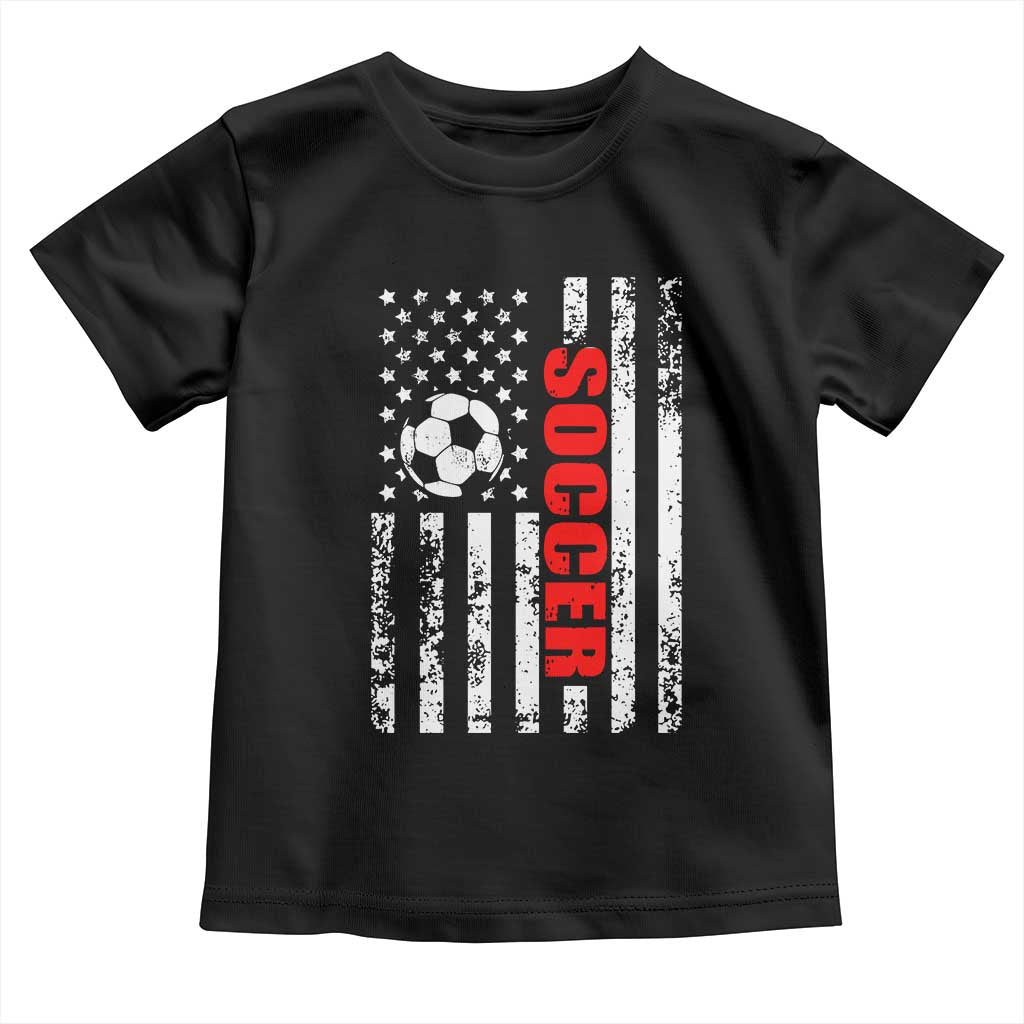 Distressed USA Flag Soccer Player Toddler T Shirt Patriotic American Football Lover