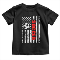 Distressed USA Flag Soccer Player Toddler T Shirt Patriotic American Football Lover