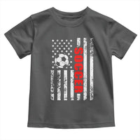 Distressed USA Flag Soccer Player Toddler T Shirt Patriotic American Football Lover