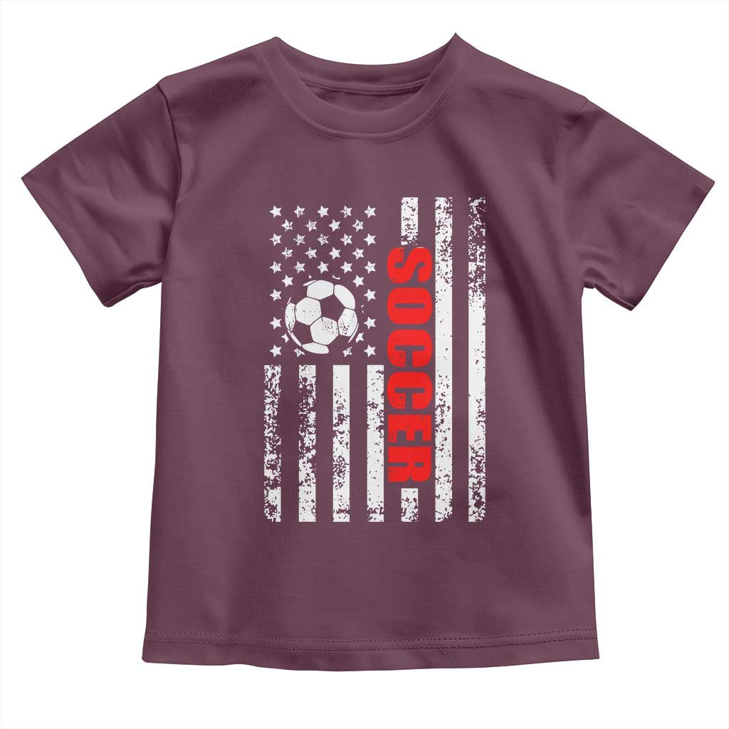 Distressed USA Flag Soccer Player Toddler T Shirt Patriotic American Football Lover