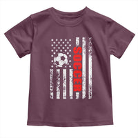 Distressed USA Flag Soccer Player Toddler T Shirt Patriotic American Football Lover