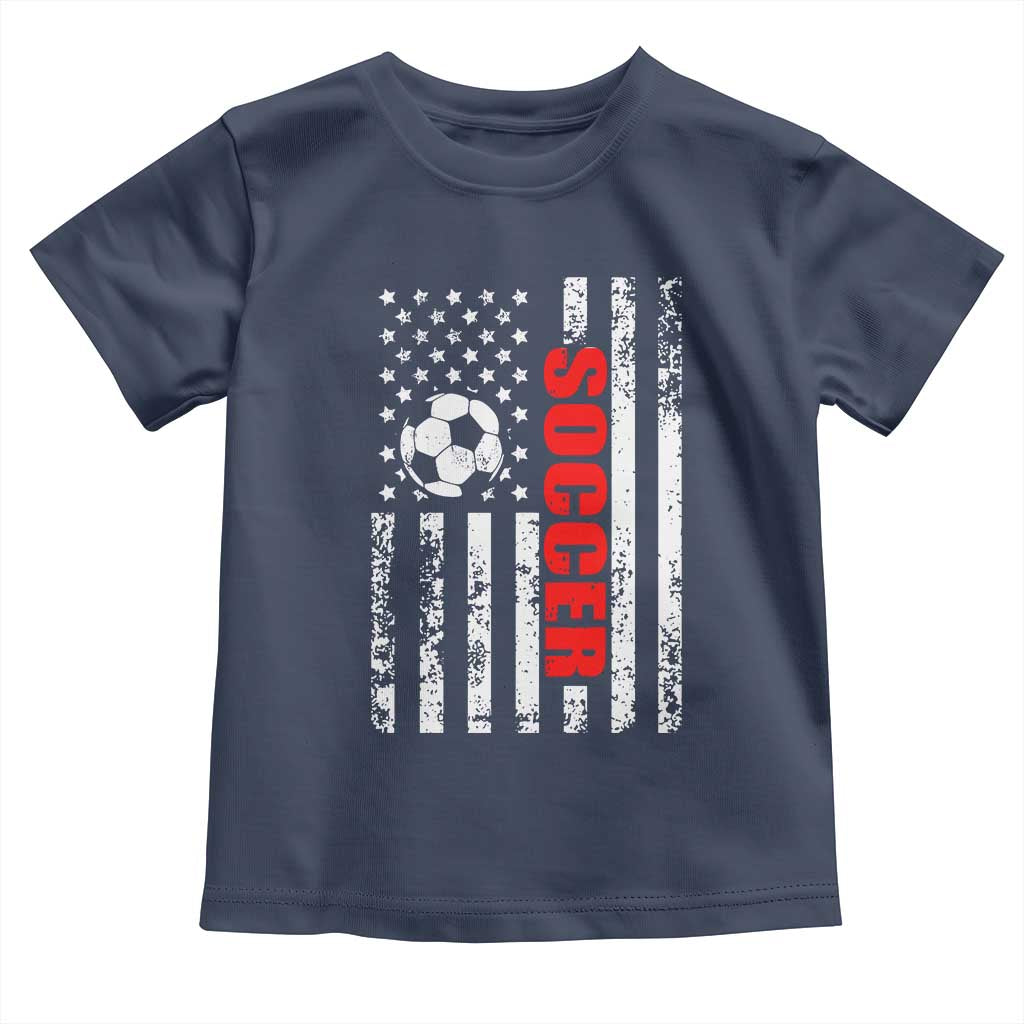 Distressed USA Flag Soccer Player Toddler T Shirt Patriotic American Football Lover