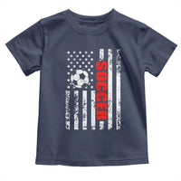 Distressed USA Flag Soccer Player Toddler T Shirt Patriotic American Football Lover
