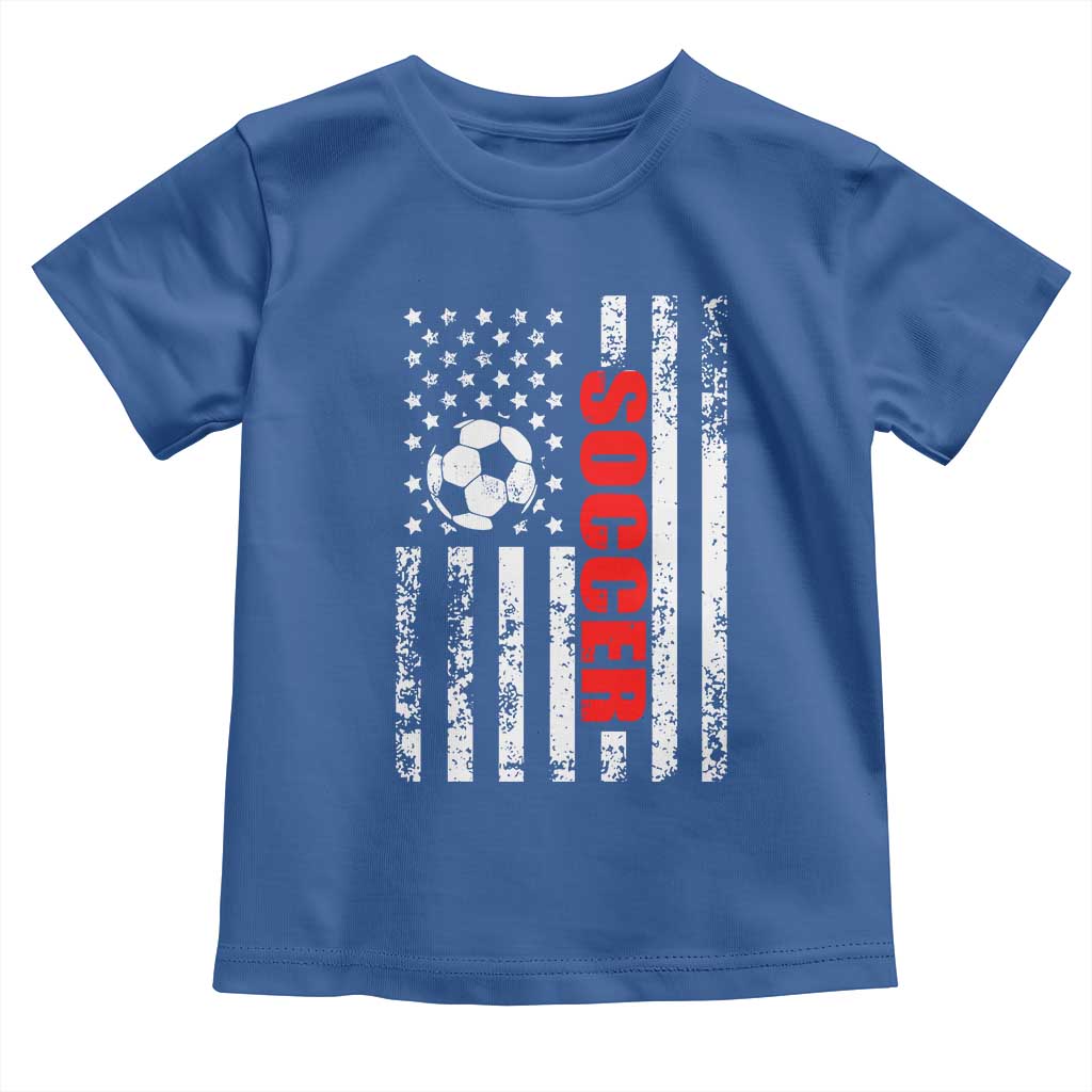 Distressed USA Flag Soccer Player Toddler T Shirt Patriotic American Football Lover