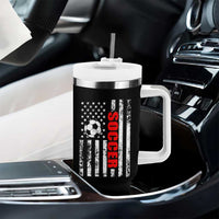Distressed USA Flag Soccer Player Tumbler With Handle Patriotic American Football Lover
