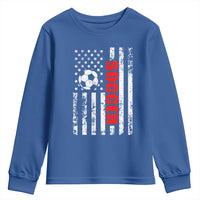 Distressed USA Flag Soccer Player Youth Sweatshirt Patriotic American Football Lover