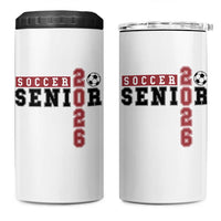 Soccer Senior Class of 2026 Typography Graphic 4 in 1 Can Cooler Tumbler High School Varsity Athlete Graduation Gift