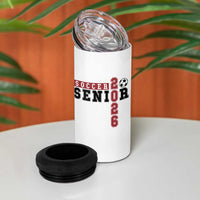 Soccer Senior Class of 2026 Typography Graphic 4 in 1 Can Cooler Tumbler High School Varsity Athlete Graduation Gift