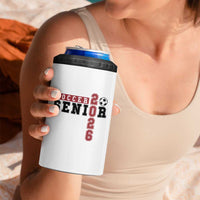 Soccer Senior Class of 2026 Typography Graphic 4 in 1 Can Cooler Tumbler High School Varsity Athlete Graduation Gift