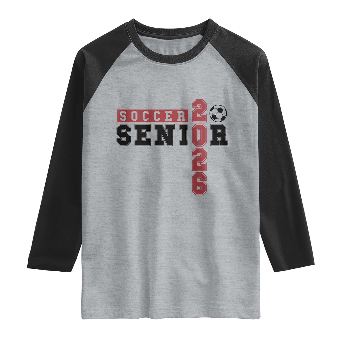 Soccer Senior Class of 2026 Typography Graphic Raglan Shirt High School Varsity Athlete Graduation Gift